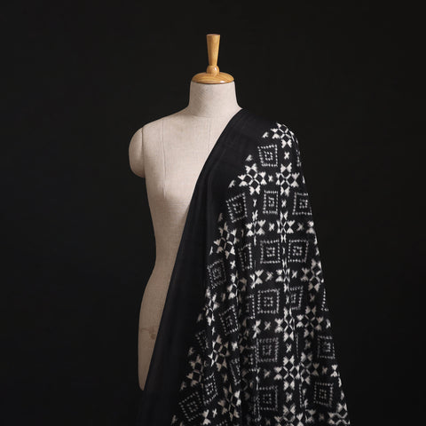 Black - Telia Rumal Pure Handwoven Cotton Pochampally Double Ikat Fabric 04