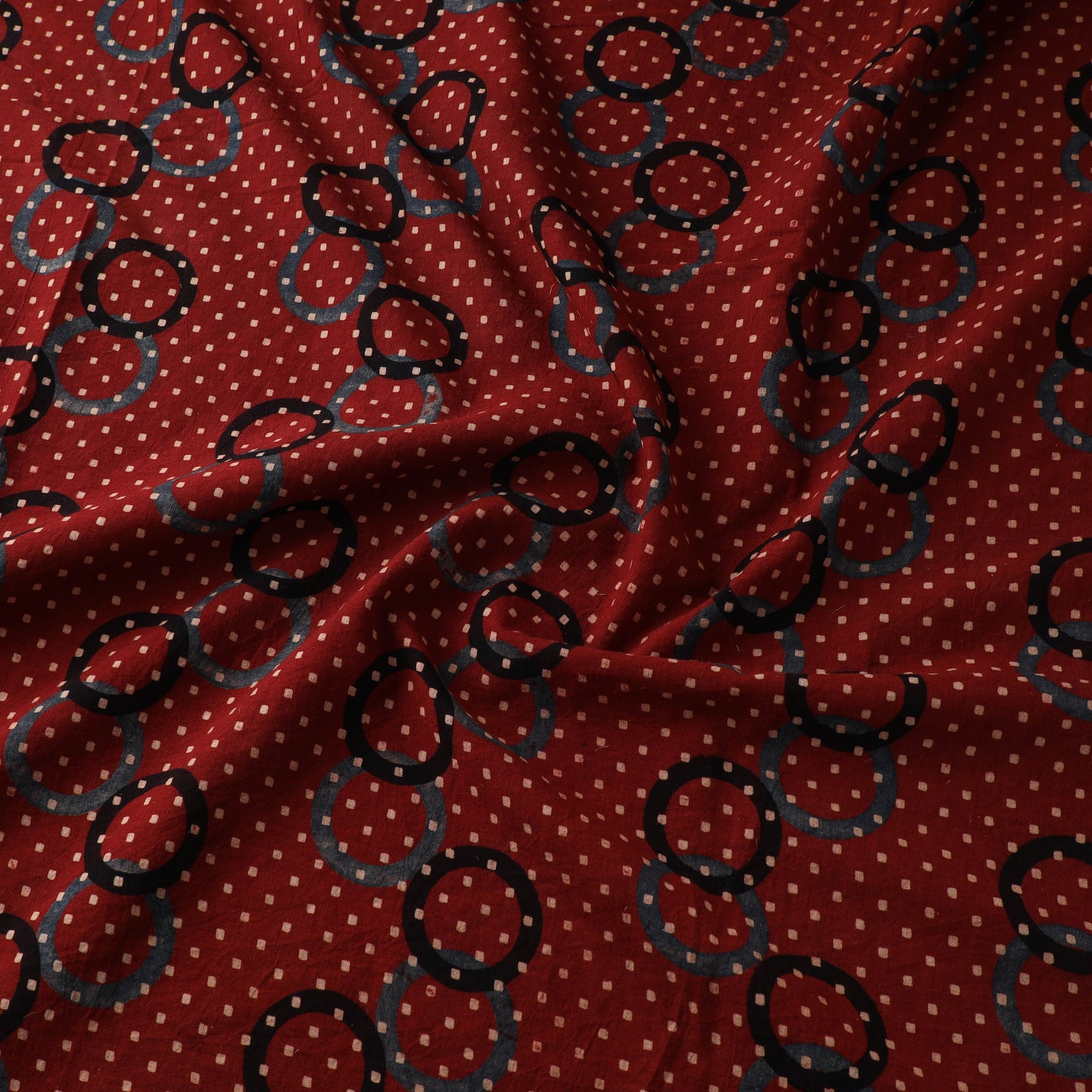 Red - Ajrakh Hand Block Print Natural Dyed Cotton Fabric 28