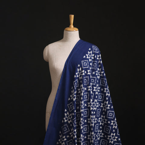 Blue - Telia Rumal Pure Handwoven Cotton Pochampally Double Ikat Fabric 02