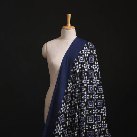 Blue - Telia Rumal Pure Handwoven Cotton Pochampally Double Ikat Fabric 03