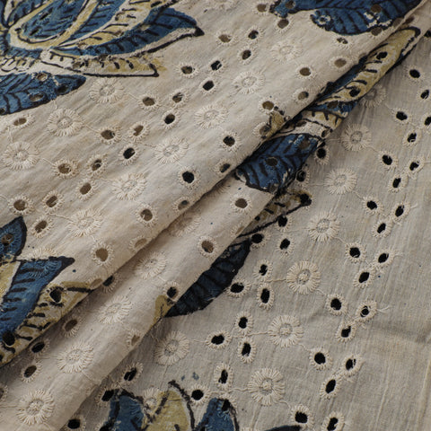 Beige - Ajrakh Hand Block Print Natural Dyed Cotton Hakoba Fabric 35