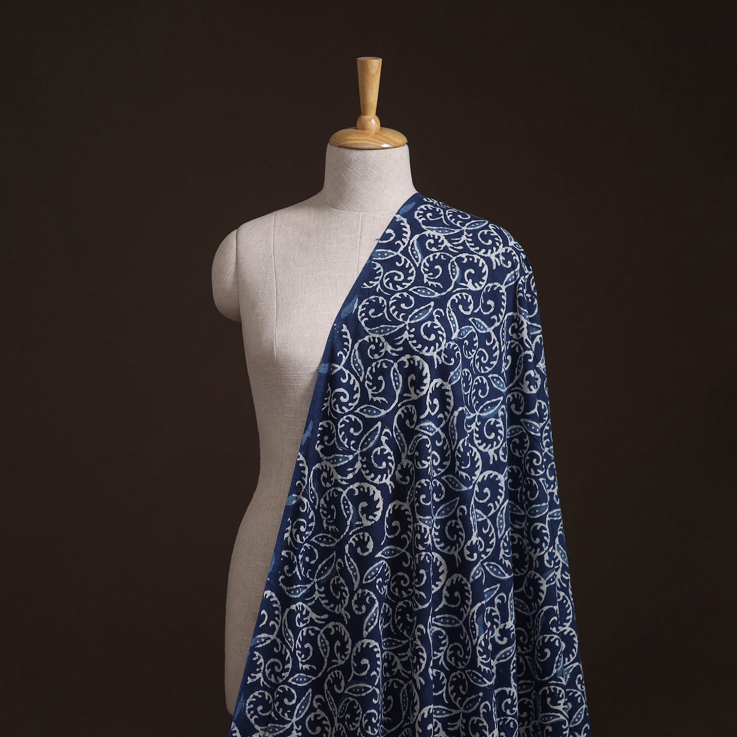 Bagru Indigo Hand Block Print Natural Dyed Cotton Fabric 01