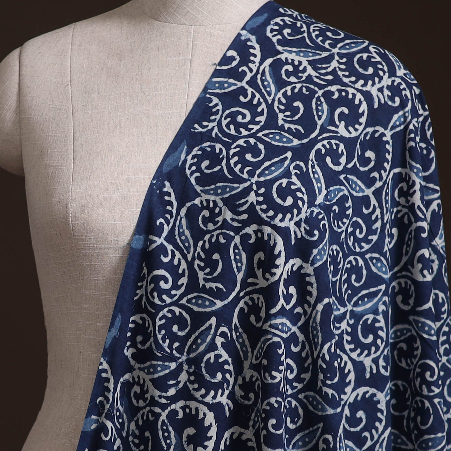 Bagru Indigo Hand Block Print Natural Dyed Cotton Fabric 01