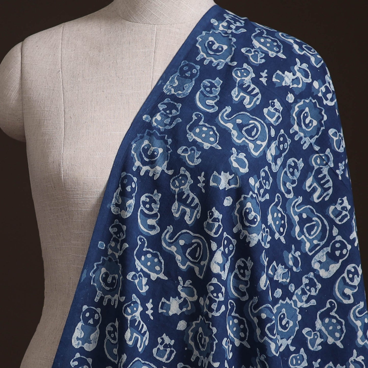 Bagru Indigo Hand Block Print Natural Dyed Cotton Fabric 02