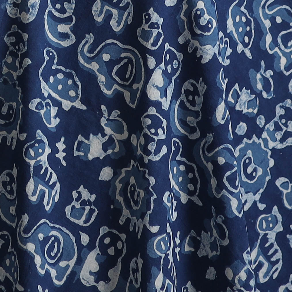 Bagru Indigo Hand Block Print Natural Dyed Cotton Fabric 02