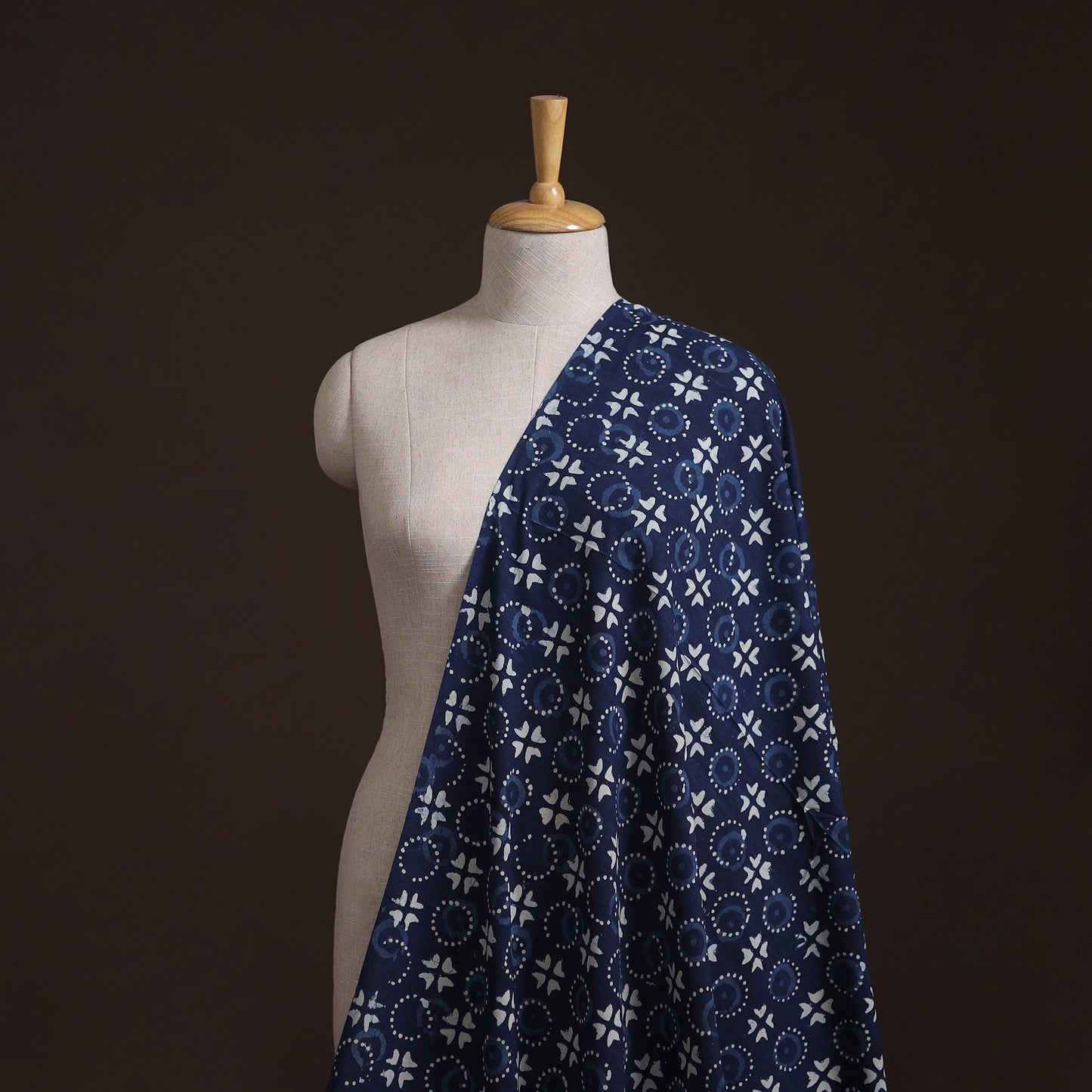Bagru Indigo Hand Block Print Natural Dyed Cotton Fabric 03