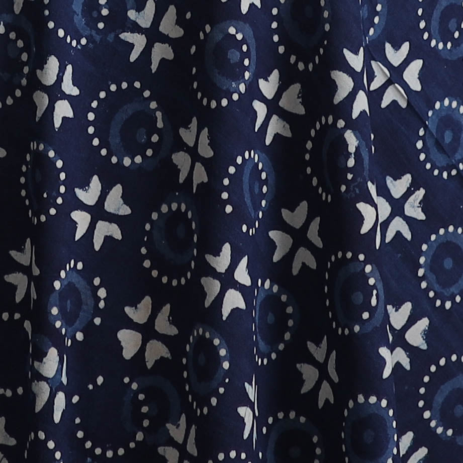 Bagru Indigo Hand Block Print Natural Dyed Cotton Fabric 03