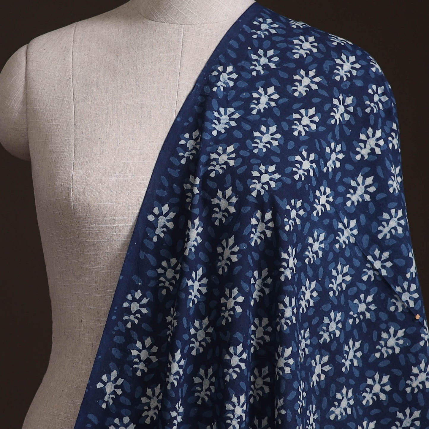 Bagru Indigo Hand Block Print Natural Dyed Cotton Fabric 05