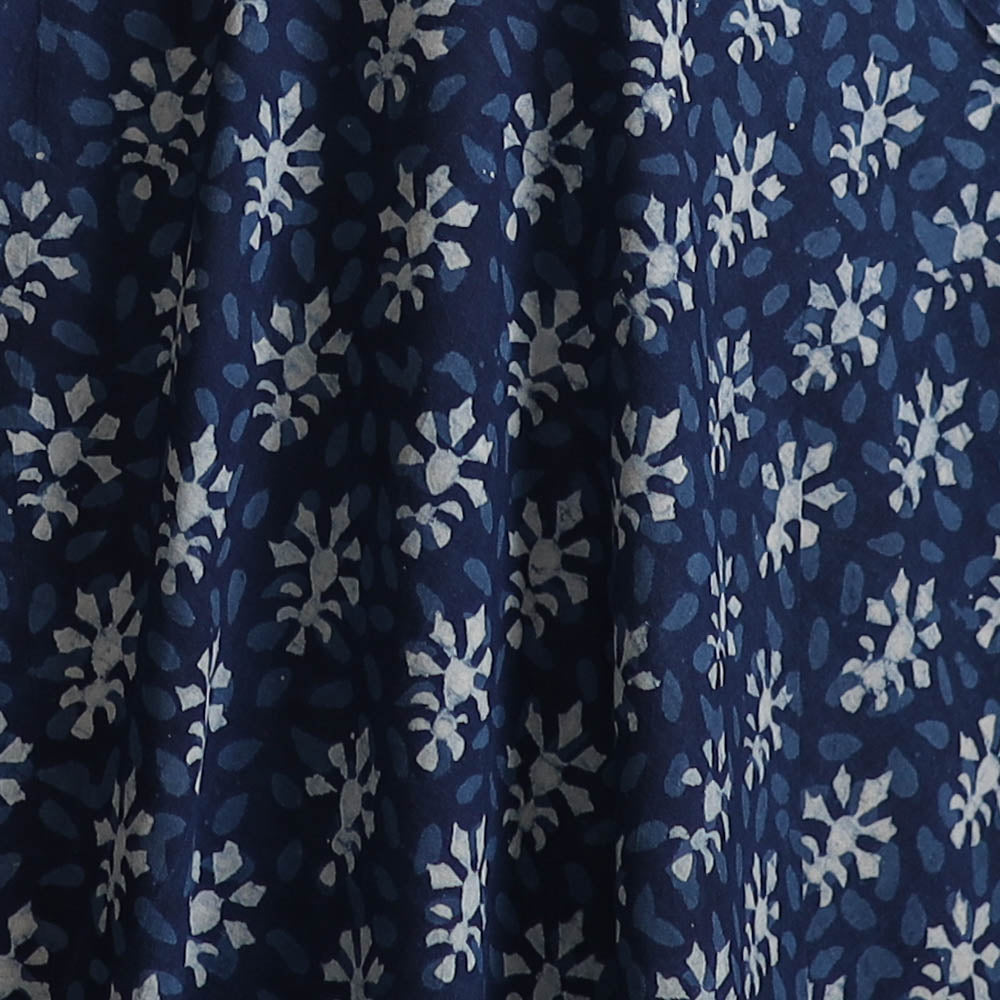 Bagru Indigo Hand Block Print Natural Dyed Cotton Fabric 05