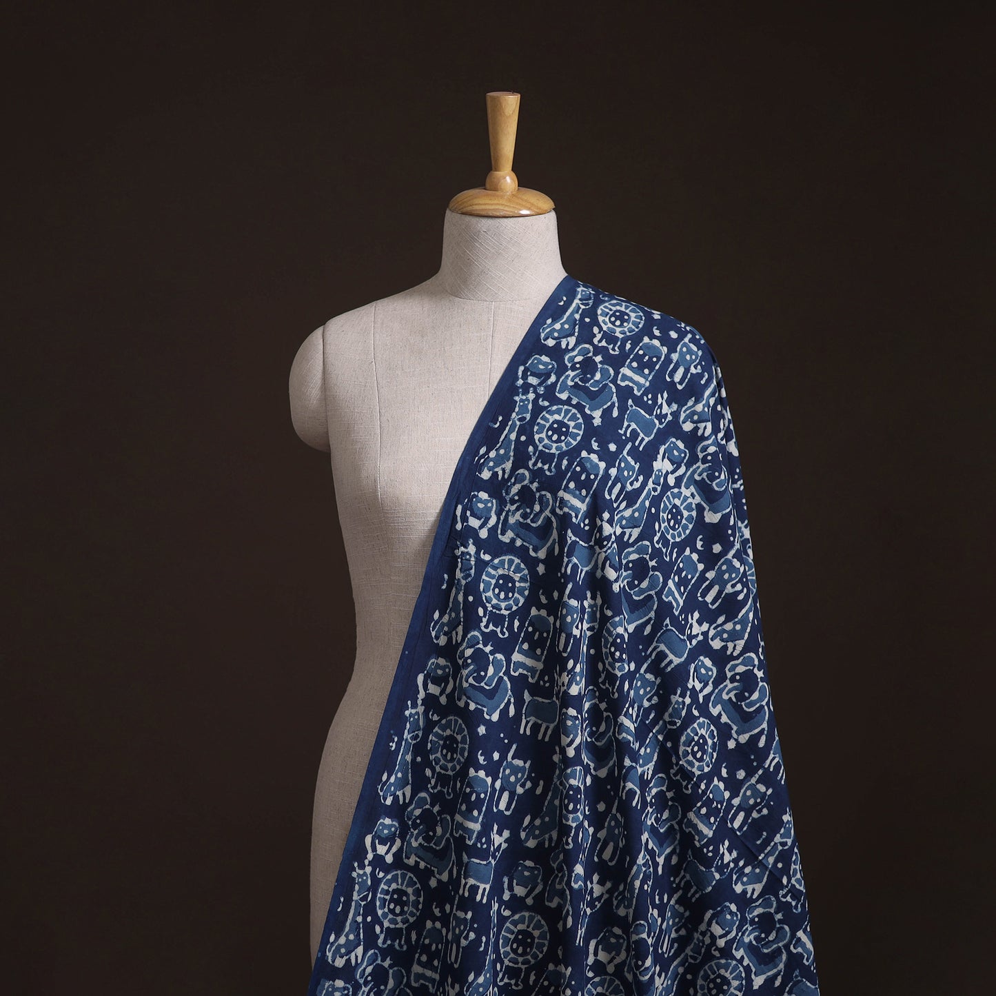 Bagru Indigo Hand Block Print Natural Dyed Cotton Fabric 06