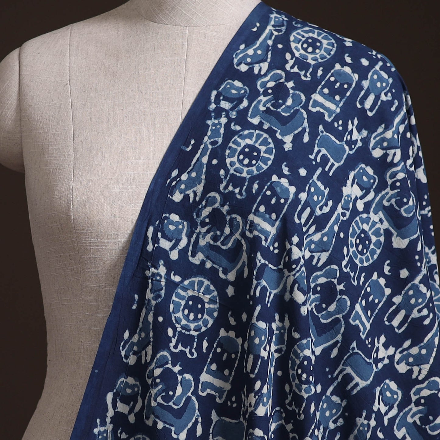 Bagru Indigo Hand Block Print Natural Dyed Cotton Fabric 06