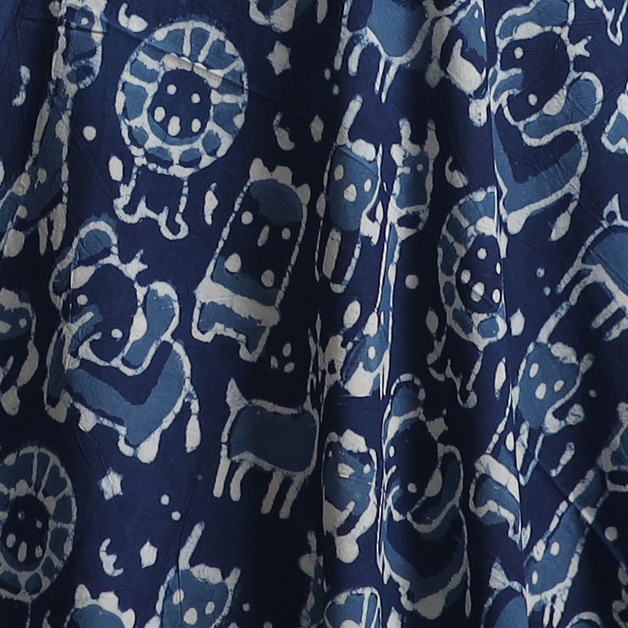 Bagru Indigo Hand Block Print Natural Dyed Cotton Fabric 06