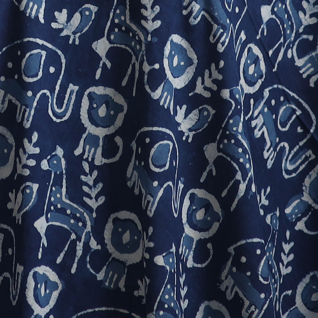 Bagru Indigo Hand Block Print Natural Dyed Cotton Fabric 08