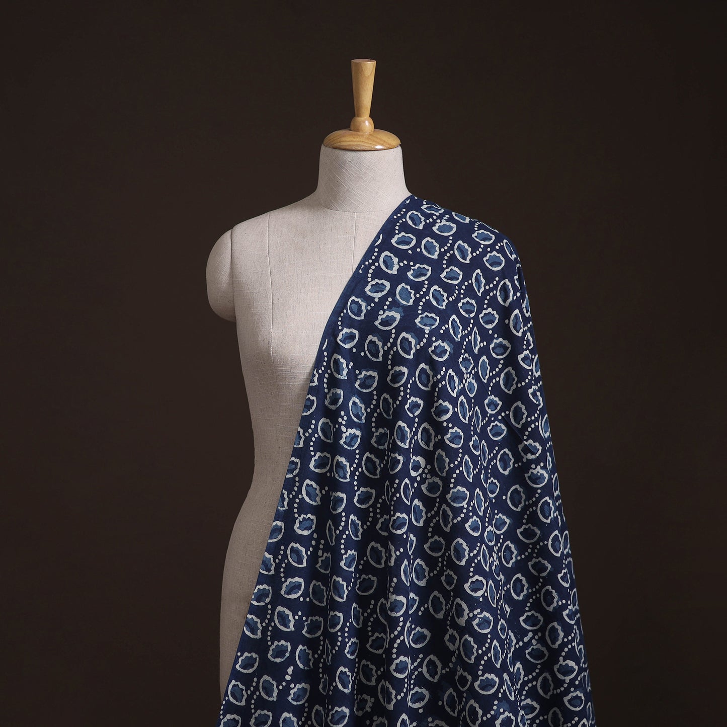 Bagru Indigo Hand Block Print Natural Dyed Cotton Fabric 09