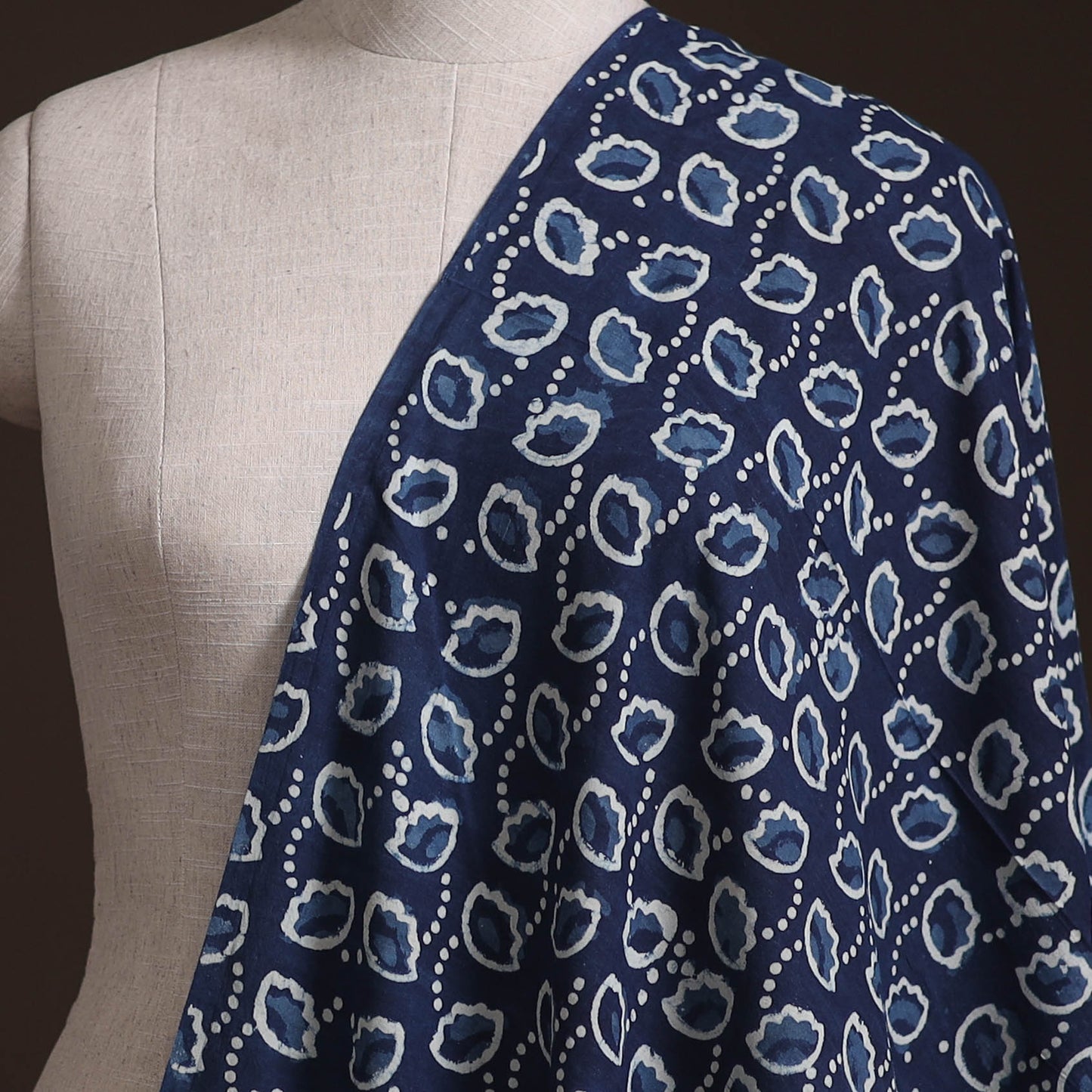 Bagru Indigo Hand Block Print Natural Dyed Cotton Fabric 09