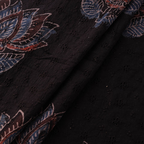 Black - Ajrakh Hand Block Print Natural Dyed Cotton Hakoba Fabric 43