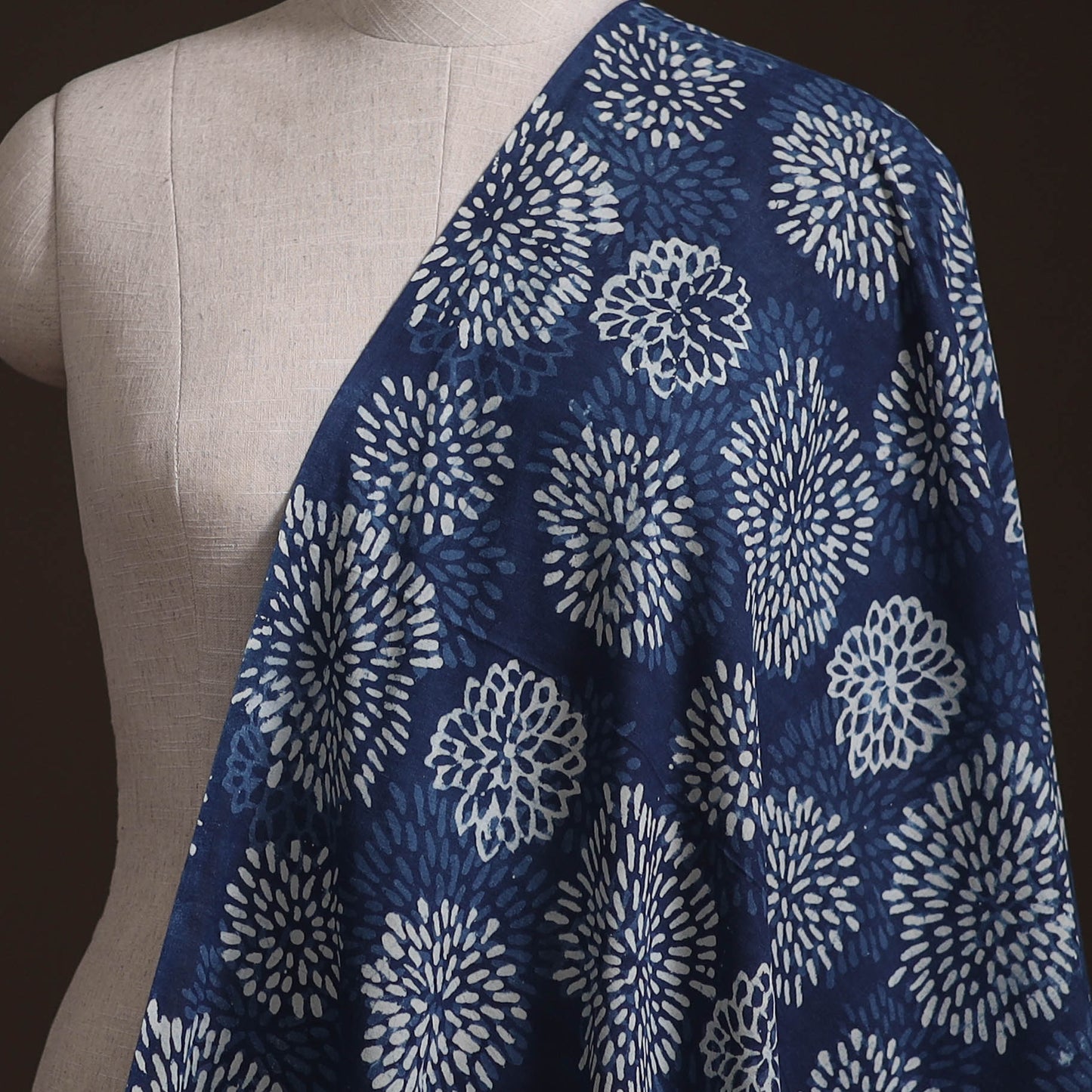 Bagru Indigo Hand Block Print Natural Dyed Cotton Fabric 11