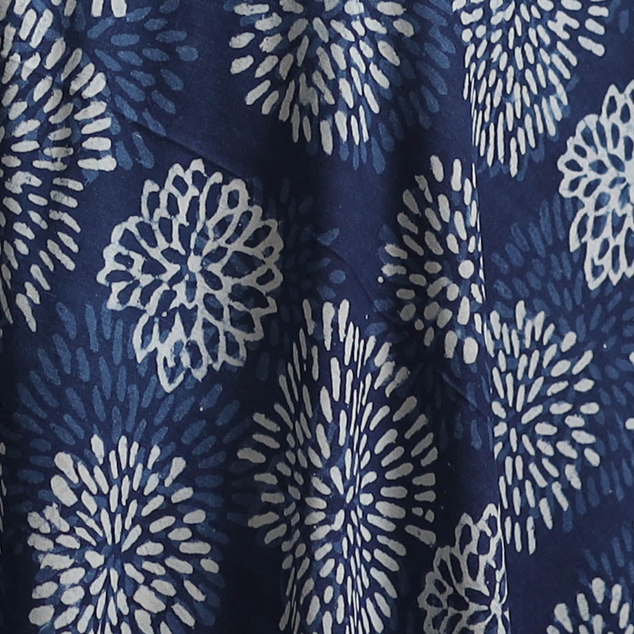 Bagru Indigo Hand Block Print Natural Dyed Cotton Fabric 11