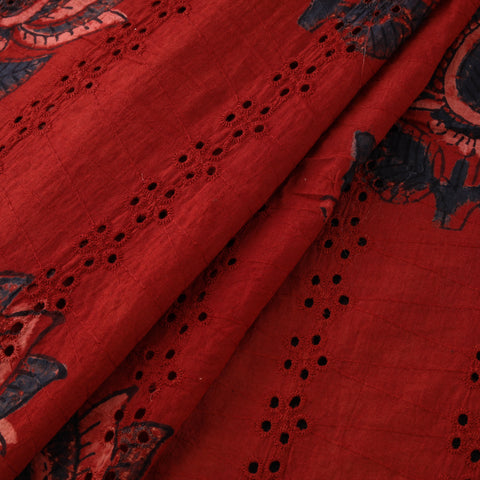 Red - Ajrakh Hand Block Print Natural Dyed Cotton Hakoba Fabric 46