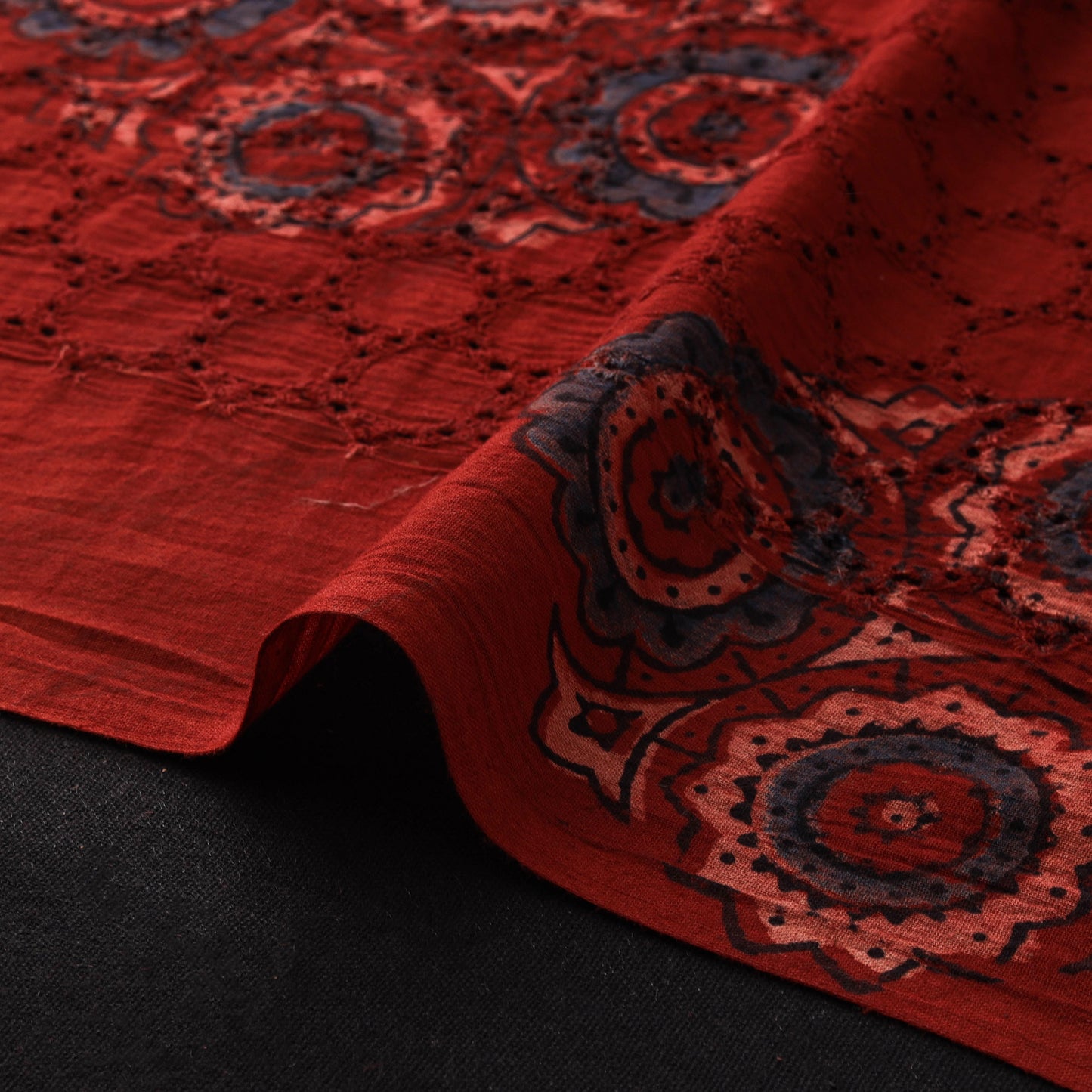Ajrakh Hand Block Print Natural Dyed Cotton Hakoba Fabric 48
