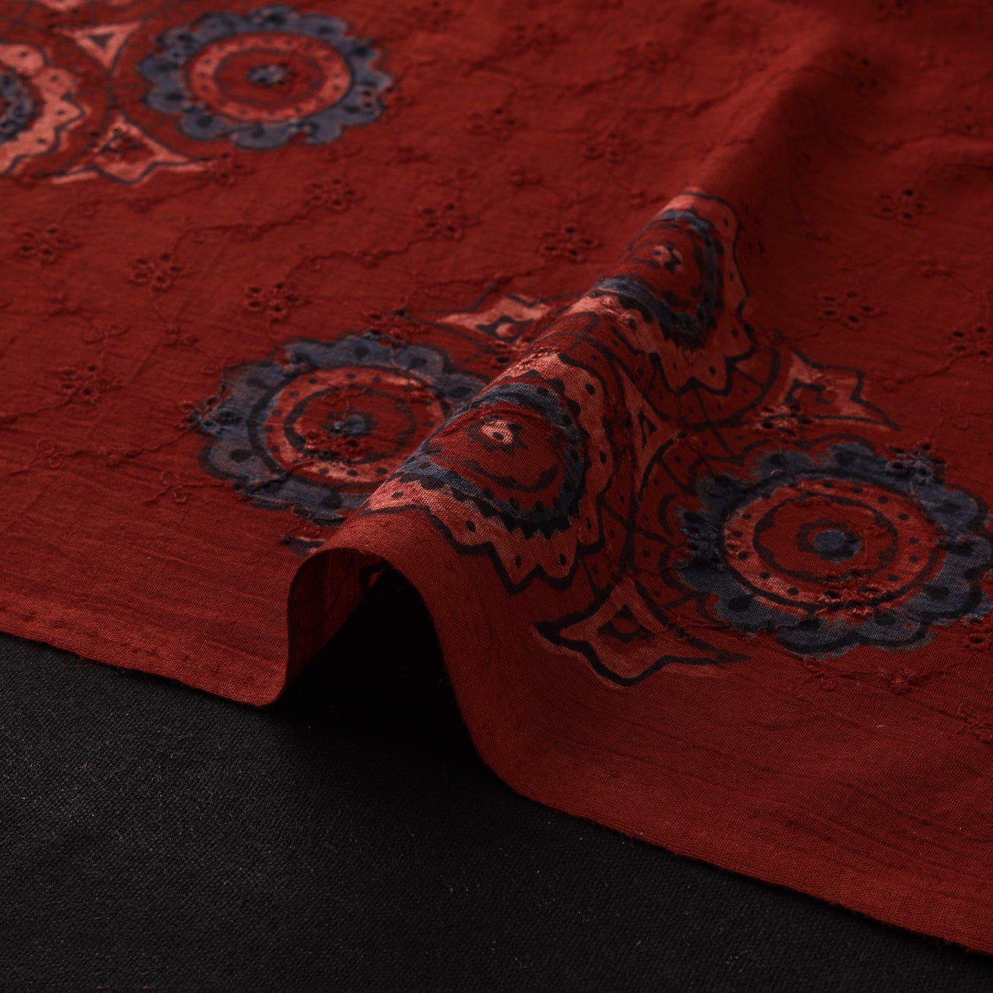 Ajrakh Hand Block Print Natural Dyed Cotton Hakoba Fabric 49