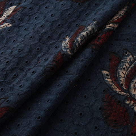 Blue - Ajrakh Hand Block Print Natural Dyed Cotton Hakoba Fabric 52
