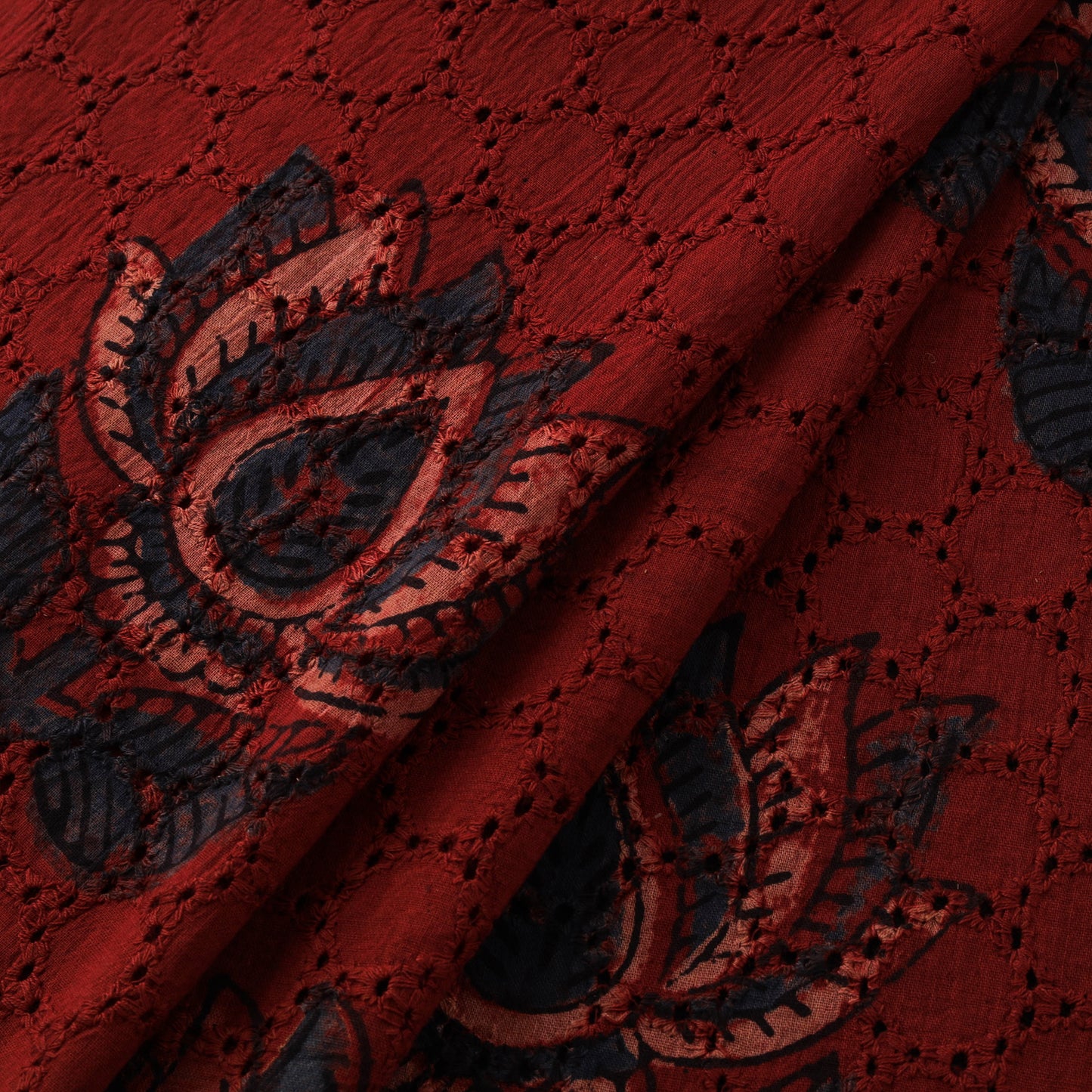 Ajrakh Hand Block Print Natural Dyed Cotton Hakoba Fabric 56