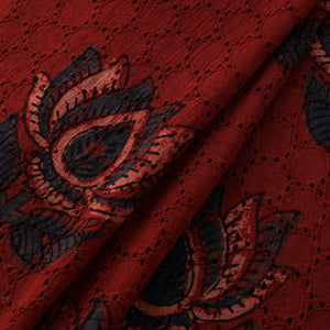 Red - Ajrakh Hand Block Print Natural Dyed Cotton Hakoba Fabric 56
