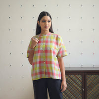 Multicolor - Drop Shoulder Handwoven Cotton Jamdani Top 09