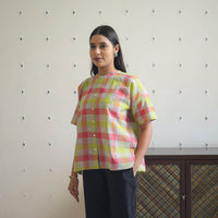 Multicolor - Drop Shoulder Handwoven Cotton Jamdani Top 09