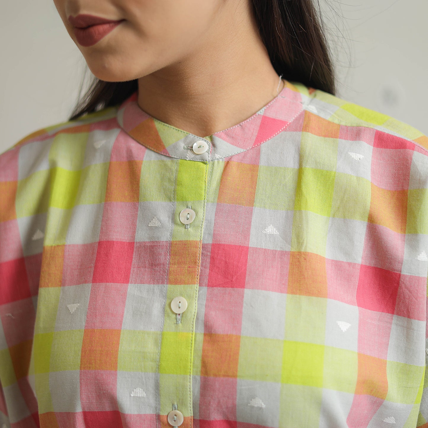 Multicolor - Drop Shoulder Handwoven Cotton Jamdani Top 09