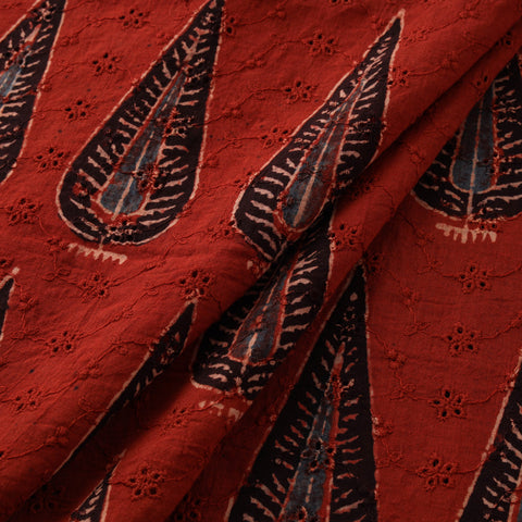 Red - Ajrakh Hand Block Print Natural Dyed Cotton Hakoba Fabric 61