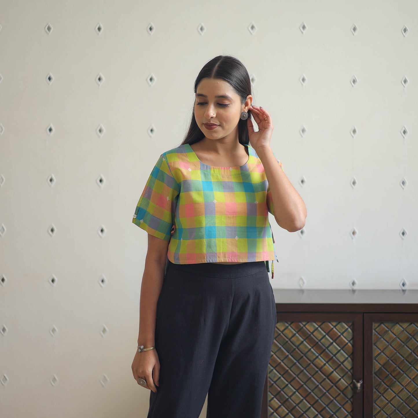 Multicolor - Handwoven Cotton Jamdani Blouse 03