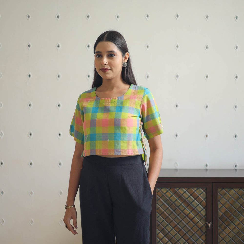 Multicolor - Handwoven Cotton Jamdani Blouse 03