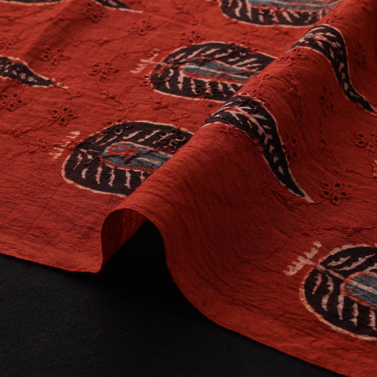 Ajrakh Hand Block Print Natural Dyed Cotton Hakoba Fabric 61