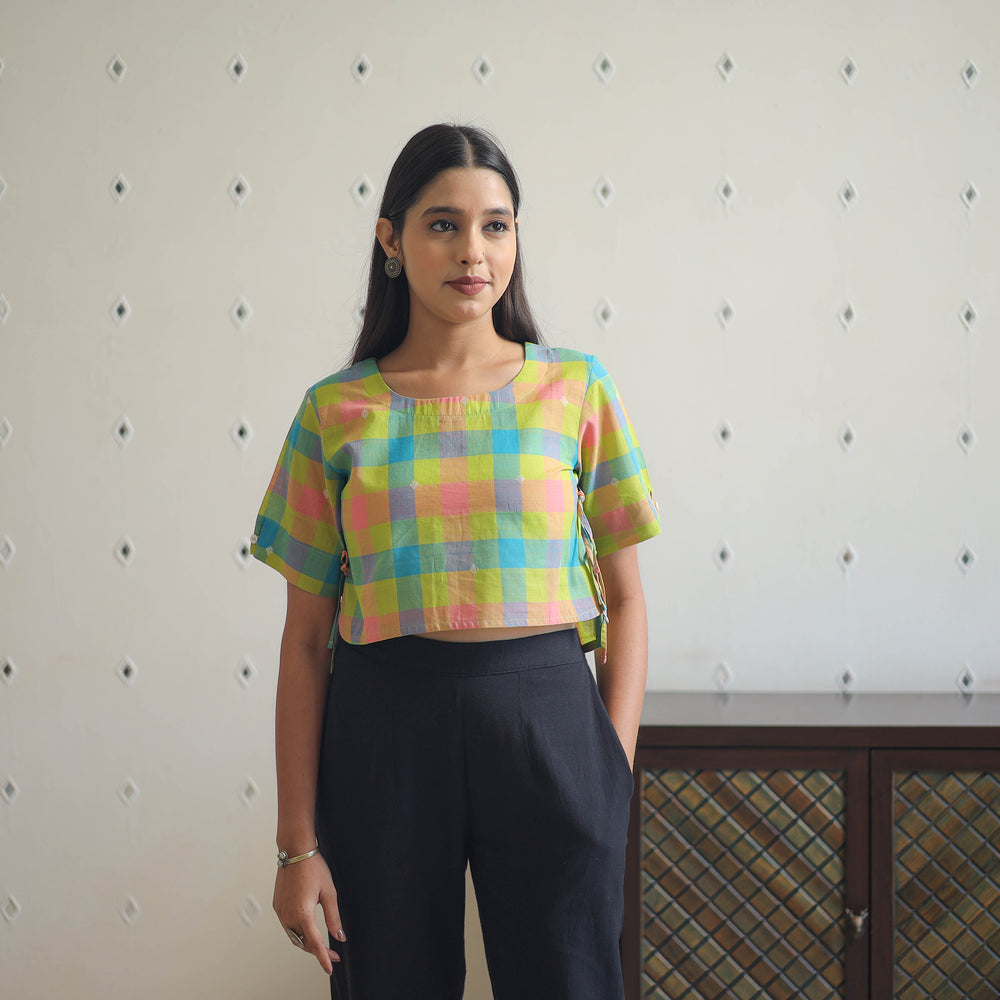 Multicolor - Handwoven Cotton Jamdani Blouse 03