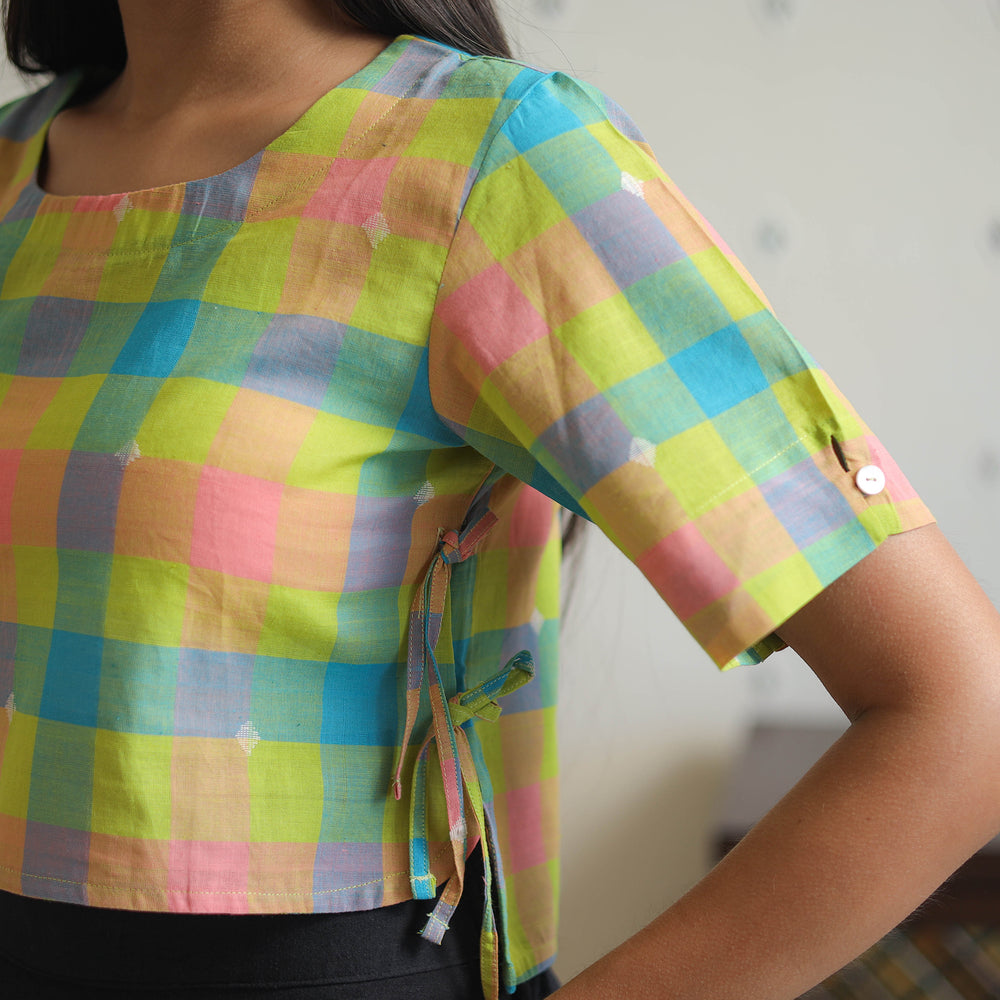 Multicolor - Handwoven Cotton Jamdani Blouse 03