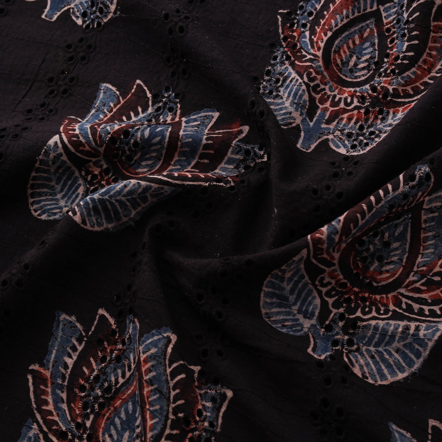 Ajrakh Hand Block Print Natural Dyed Cotton Hakoba Fabric 63