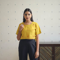 Yellow - Handwoven Cotton Jamdani Blouse 02