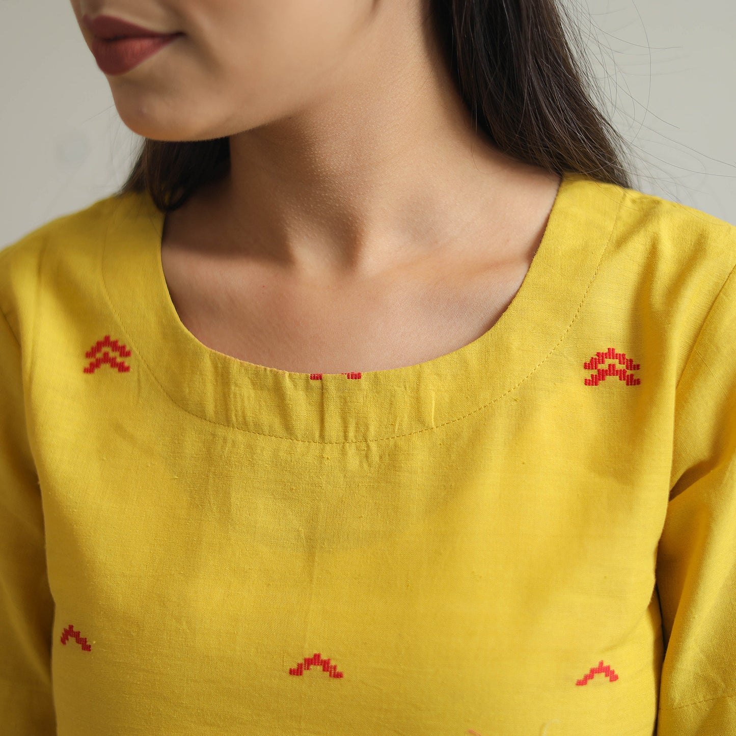 Yellow - Handwoven Cotton Jamdani Blouse 02