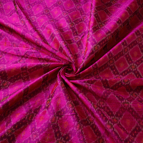 Pochampally Ikat Pure Handloom Raw Silk Fabric 08