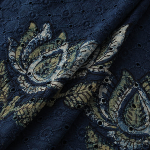 Blue - Ajrakh Hand Block Print Natural Dyed Cotton Hakoba Fabric 67