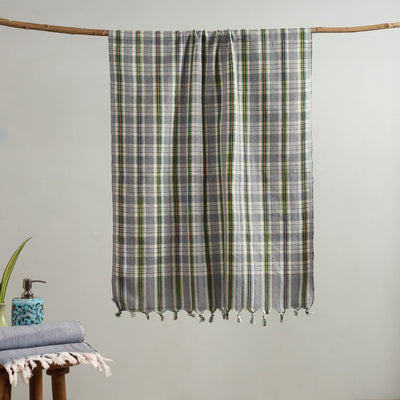 Buy Handloom Fine Cotton Checks Bath Towel