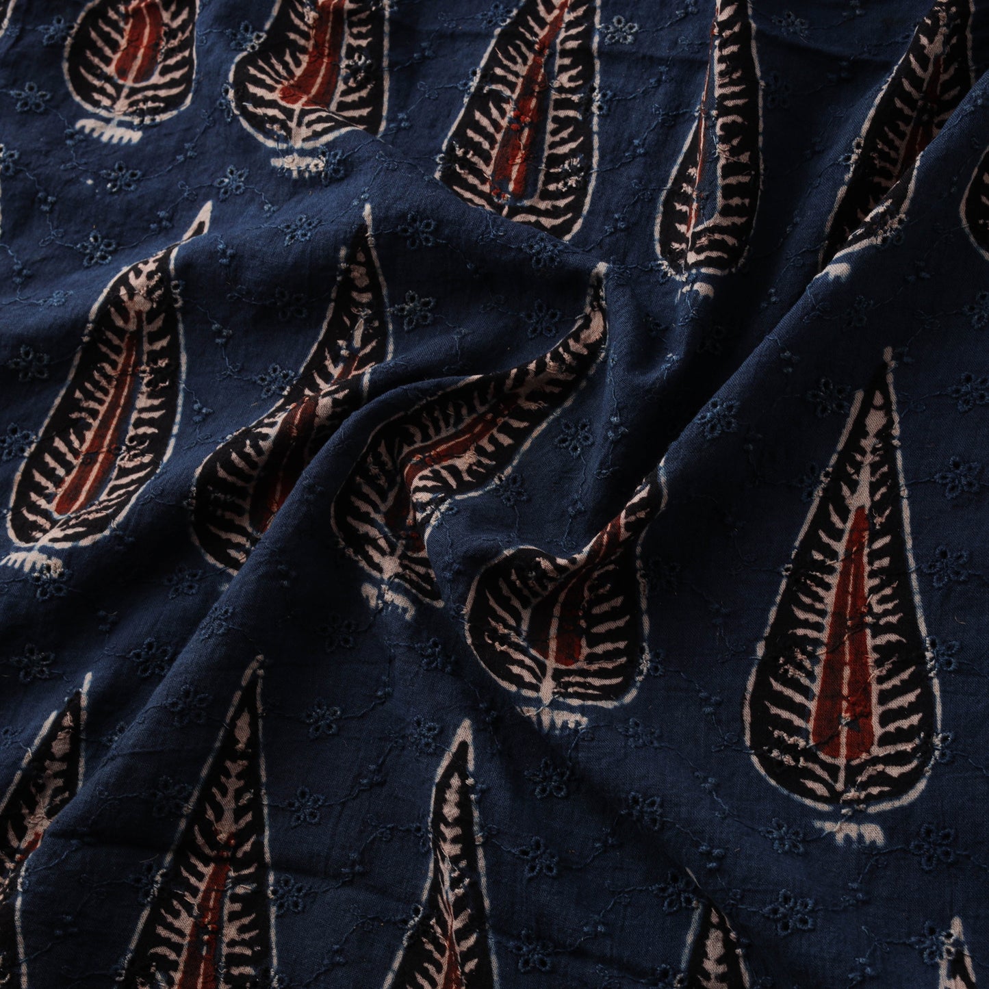 Ajrakh Hand Block Print Natural Dyed Cotton Hakoba Fabric 68