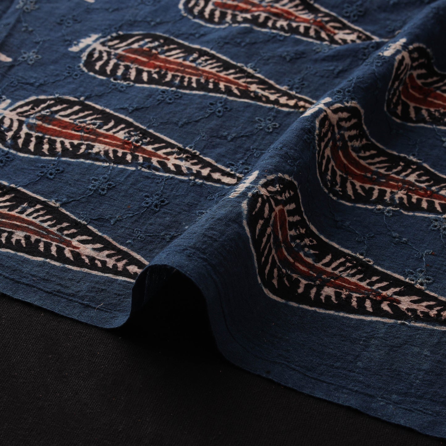 Ajrakh Hand Block Print Natural Dyed Cotton Hakoba Fabric 68