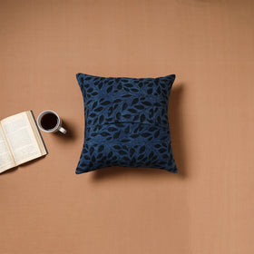 Grey - Kutch Tagai Patchwork Ajrakh Mashru Silk Cushion Cover (16 x 16 in) 03