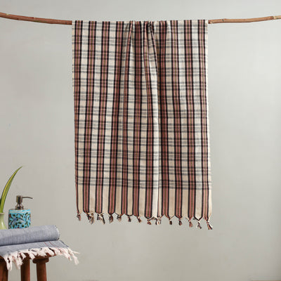 Buy Handloom Fine Cotton Checks Bath Towel