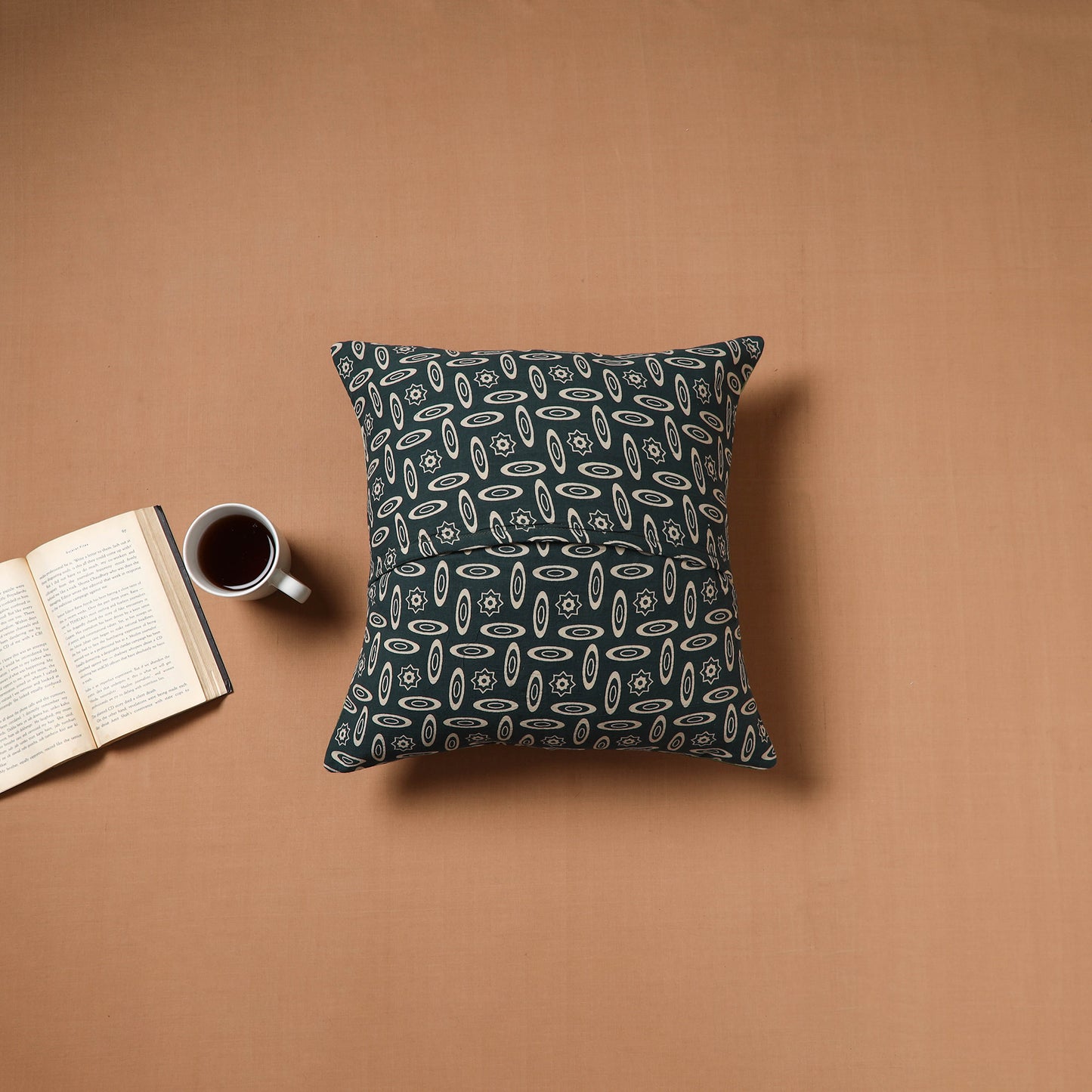 Green - Kutch Tagai Patchwork Ajrakh Mashru Silk Cushion Cover (16 x 16 in) 04