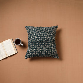 Green - Kutch Tagai Patchwork Ajrakh Mashru Silk Cushion Cover (16 x 16 in) 04