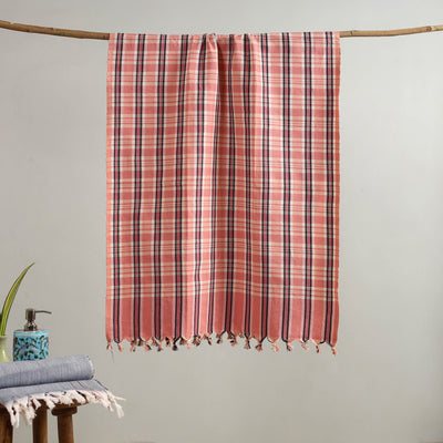 Buy Handloom Fine Cotton Checks Bath Towel